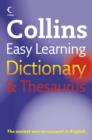 Image for Collins Easy Learning Dictionary and Thesaurus