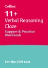 Image for 11+ Verbal Reasoning Cloze Support and Practice Workbook : For the Cem 2024 Tests