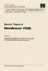 Image for Recent topics in nonlinear PDE