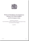 Image for Review of the balance of competences between the United Kingdom and the European Union