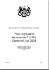 Image for Post legislative assessment of the Crossrail Act 2008 : memorandum to the Transport Select Committee