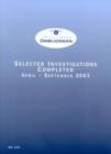 Image for Selected investigations completed April - September 2003