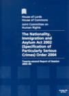Image for The Nationality,Immigration and Asylum 2002 (specification of Particularly Serious Crimes) Order 2004,Twenty-second Report of Session 2003-04,Report,Together with Formal Minutes and Appendices