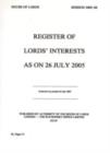 Image for Register of Lords' interests : as on 26 July 2005