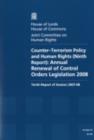 Image for Counter-Terrorism Policy and Human Rights (Ninth Report): Annual Renewal of Control Orders Legislation