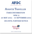 Image for Avantix traveller fares information NFM 12 : 20 May 2012 - 01 September 2012 or until further notice