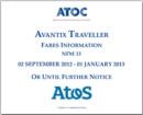 Image for Avantix traveller fares information NFM 13 : 20 September 2012  - 1 January 2013 or until further notice