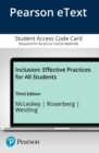 Image for Inclusion : Effective Practices for All Students with Enhanced Pearson eText -- Access Card