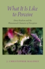 Image for What It Is Like to Perceive: Direct Realism and the Phenomenal Character of Perception