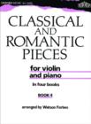 Image for Classical and Romantic Pieces for Violin Book 4