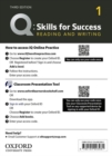 Image for Q: Skills for Success: Level 1: Reading and Writing Teacher&#39;s Access Card
