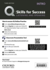 Image for Q: Skills for Success: Intro Level: Listening and Speaking Teacher&#39;s Access Card