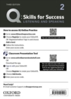 Image for Q: Skills for Success: Level 2: Listening and Speaking Teacher&#39;s Access Card