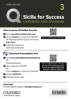 Image for Q: Skills for Success: Level 3: Listening and Speaking Teacher&#39;s Access Card