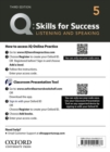 Image for Q: Skills for Success: Level 5: Listening and Speaking Teacher&#39;s Access Card