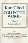 Image for Kurt Godel: Collected Works : Volume I: Publications 1929-1936