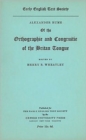 Image for Alexander Hume of the Orthographie and Congruitie of the Britan Tongue
