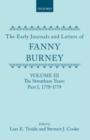Image for The Early Journals and Letters of Fanny Burney: Volume III: The Streatham Years, Part I, 1778-1779