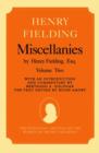 Image for Miscellanies by Henry Fielding, Esq: Volume Two