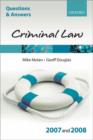 Image for Criminal law, 2007 and 2008