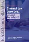 Image for Blackstone&#39;s statutes on criminal law arranged by subject, 2010-2011