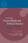 Image for Lectures on natural right and political science  : the first philosophy of right