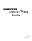Image for First Steps in Academic Writing (The Longman Academic Writing Series, Level 2), Answer Key