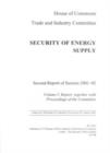 Image for Security of Energy Supply : v. 1 : Report, Proceedings of the Committee