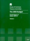 Image for The 2003 Budget : v. 1 : Report Together with Formal Minutes
