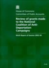 Image for Review of grants made to the National Coalition of Anti-deportation Campaigns : ninth report of session 2003-04, report, together with formal minutes, oral and written evidence