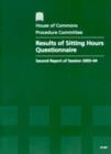 Image for Results of sitting hours questionnaire : second report of session 2003-04, report, together with formal minutes
