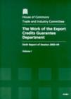 Image for The work of the Export Credits Guarantee Department