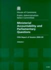 Image for Ministerial accountability and Parliamentary questions : fifth report of session 2004-05, Vol. 1: Report, together with formal minutes and appendices