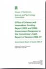 Image for Office of Science and Innovation : scrutiny report 2005 and 2006, Government response to the Committee&#39;s sixth report of session 2006-07, second special report of session 2006-07