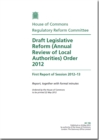 Image for Draft Legislative Reform (Annual Review of Local Authorities) Order 2012