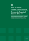 Image for Thirteenth report of session 2012-13