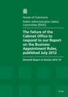 Image for The failure of the Cabinet Office to respond to our report on the business appointment rules, published July 2012