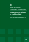 Image for Implementing reforms to civil legal aid : thirty-sixth report of session 2014-15, report, together with the formal minutes relating to the report