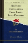 Image for Hints on Translation From Latin Into English