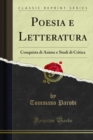 Image for Poesia E Letteratura: Conquista Di Anime E Studi Di Critica
