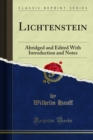 Image for Lichtenstein: Abridged and Edited With Introduction and Notes
