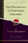 Image for Psychology of Subnormal Children