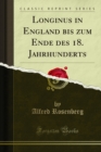 Image for Longinus in England Bis Zum Ende Des 18. Jahrhunderts