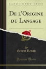 Image for De L&#39;origine Du Langage