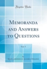 Image for Memoranda and Answers to Questions, Vol. 5 (Classic Reprint)