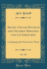 Image for Archiv fur das Studium der Neueren Sprachen und Litteraturen, Vol. 105: Liv Jahrgang; Der Neuen Serie 5 Band (Classic Reprint)