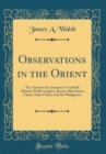 Image for Observations in the Orient: The Account of a Journey to Catholic Mission Fields in Japan, Korea, Manchuria, China, Indo-China, and the Philippines (Classic Reprint)