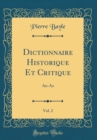 Image for Dictionnaire Historique Et Critique, Vol. 2: An-Az (Classic Reprint)