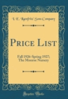 Image for Price List: Fall 1926-Spring 1927; The Monroe Nursery (Classic Reprint)