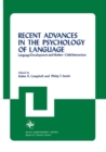 Image for Recent Advances in the Psychology of Language